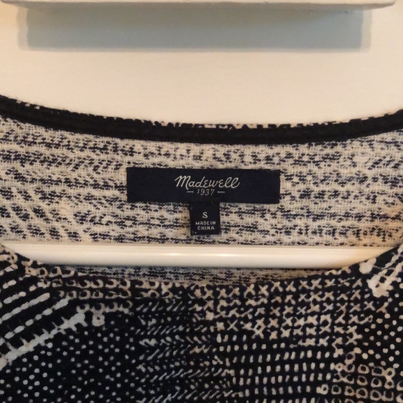 Madewell Black and White Geometric Pattern top - Picture 4 of 5